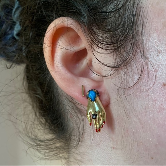 Alexis Bittar Small New Vintage Vanitas Victorian Hand Earrings - Picture 12 of 16